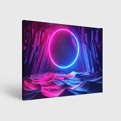 Холст прямоугольный Круг и разноцветные кристаллы - vaporwave, цвет: 3D-принт