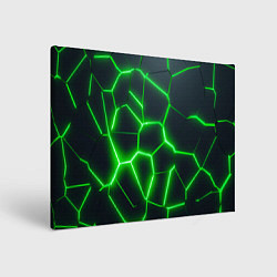 Холст прямоугольный Зелёные неоновые плиты, цвет: 3D-принт