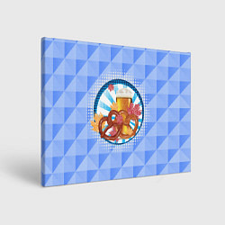 Картина прямоугольная Два брецелья с пивом и листьями клена