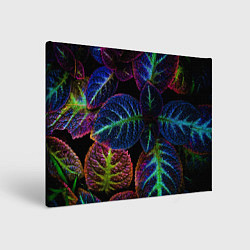 Холст прямоугольный Неоновые листья растений, цвет: 3D-принт