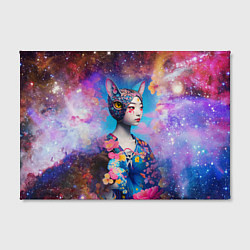 Холст прямоугольный Японская девушка-кошка в космосе, цвет: 3D-принт — фото 2