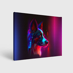Холст прямоугольный Кибер-собака неон, цвет: 3D-принт