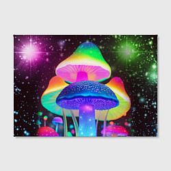 Холст прямоугольный Волшебные светящиеся грибы и звезды, цвет: 3D-принт — фото 2