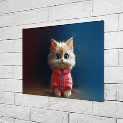 Холст прямоугольный Котик в розовом свитере, цвет: 3D-принт — фото 2