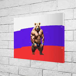 Холст прямоугольный Накаченный медведь на Российском флаге, цвет: 3D-принт — фото 2