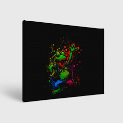 Холст прямоугольный Лягушонок Пепе веселится с граффити, цвет: 3D-принт