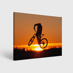 Холст прямоугольный Велосипедист на закате, цвет: 3D-принт