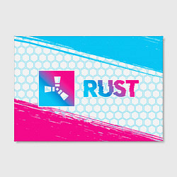 Холст прямоугольный Rust neon gradient style: надпись и символ, цвет: 3D-принт — фото 2