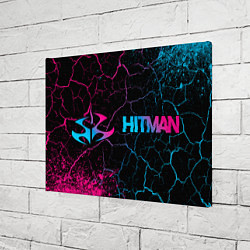 Холст прямоугольный Hitman - neon gradient: надпись и символ, цвет: 3D-принт — фото 2