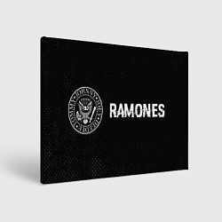 Холст прямоугольный Ramones glitch на темном фоне: надпись и символ, цвет: 3D-принт