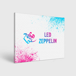 Холст прямоугольный Led Zeppelin neon gradient style: надпись и символ, цвет: 3D-принт
