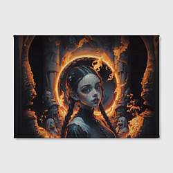 Холст прямоугольный Готическая девушка с двумя косами в огненном круге, цвет: 3D-принт — фото 2