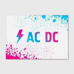 Холст прямоугольный AC DC neon gradient style: надпись и символ, цвет: 3D-принт — фото 2