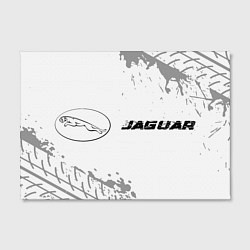 Холст прямоугольный Jaguar speed на светлом фоне со следами шин: надпи, цвет: 3D-принт — фото 2