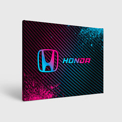 Холст прямоугольный Honda - neon gradient: надпись и символ, цвет: 3D-принт