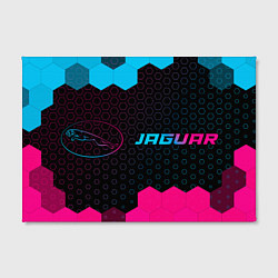 Холст прямоугольный Jaguar - neon gradient: надпись и символ, цвет: 3D-принт — фото 2