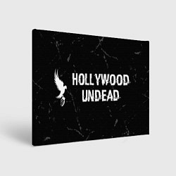 Холст прямоугольный Hollywood Undead glitch на темном фоне: надпись и, цвет: 3D-принт