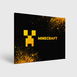 Холст прямоугольный Minecraft - gold gradient: надпись и символ, цвет: 3D-принт