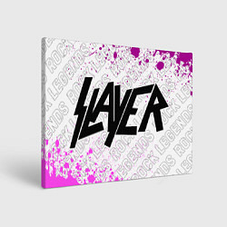 Холст прямоугольный Slayer rock legends: надпись и символ, цвет: 3D-принт