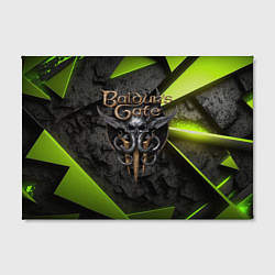 Холст прямоугольный Baldurs Gate 3 logo green abstract, цвет: 3D-принт — фото 2