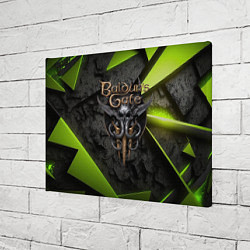Холст прямоугольный Baldurs Gate 3 logo green abstract, цвет: 3D-принт — фото 2