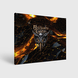 Холст прямоугольный Baldurs Gate 3 logo gold and black, цвет: 3D-принт