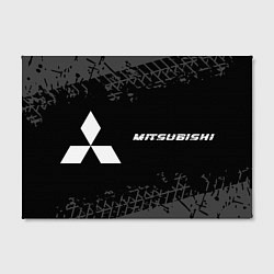 Холст прямоугольный Mitsubishi speed на темном фоне со следами шин: на, цвет: 3D-принт — фото 2