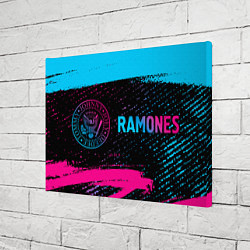 Холст прямоугольный Ramones - neon gradient: надпись и символ, цвет: 3D-принт — фото 2