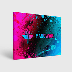 Холст прямоугольный Manowar - neon gradient: надпись и символ, цвет: 3D-принт