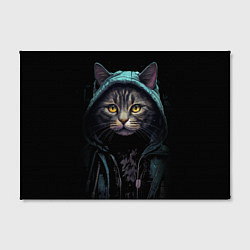 Холст прямоугольный Кот в капюшоне стиль киберпанк, цвет: 3D-принт — фото 2