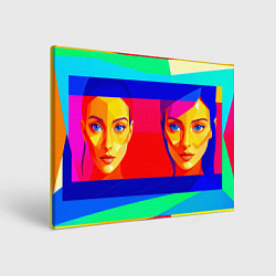 Холст прямоугольный Две голубоглазые девушки в прямоугольной рамке, цвет: 3D-принт