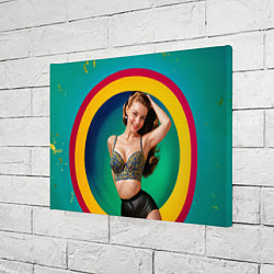 Холст прямоугольный Девушка в красочном расшитом топе на фоне цветных, цвет: 3D-принт — фото 2
