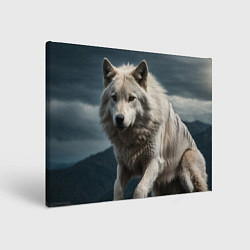 Холст прямоугольный Белый волк вожак стаи, цвет: 3D-принт