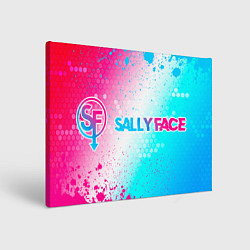 Холст прямоугольный Sally Face neon gradient style по-горизонтали, цвет: 3D-принт