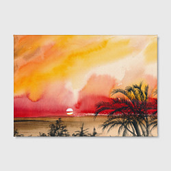Холст прямоугольный Тропический закат акварель, цвет: 3D-принт — фото 2