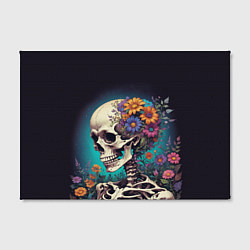 Холст прямоугольный Скелет с яркими цветами, цвет: 3D-принт — фото 2