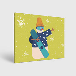 Холст прямоугольный Снеговик сноубордист, цвет: 3D-принт