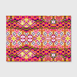Холст прямоугольный Розовый орнамент имитация ткань икат, цвет: 3D-принт — фото 2