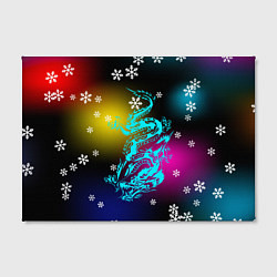 Холст прямоугольный Праздничный дракон и снежинки, цвет: 3D-принт — фото 2