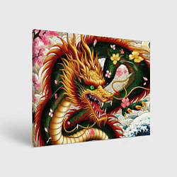 Холст прямоугольный Морда японского дракона - ирезуми, цвет: 3D-принт