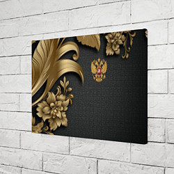 Холст прямоугольный Золотой герб России и объемные узоры, цвет: 3D-принт — фото 2