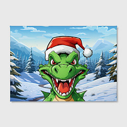 Холст прямоугольный Зеленый дракон на зимнем пейзаже, цвет: 3D-принт — фото 2