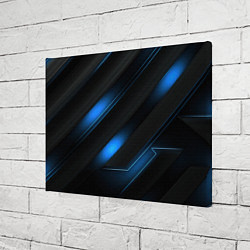 Холст прямоугольный Синий неоновый яркий свет на черном абстрактном фо, цвет: 3D-принт — фото 2