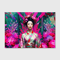 Холст прямоугольный Сад сакуры - гейша в традиционном японском кимоно, цвет: 3D-принт — фото 2