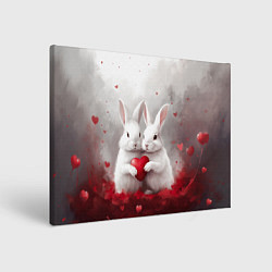 Холст прямоугольный Белые кролики с сердцем, цвет: 3D-принт