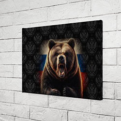 Холст прямоугольный Агрессивный медведь России патриот, цвет: 3D-принт — фото 2
