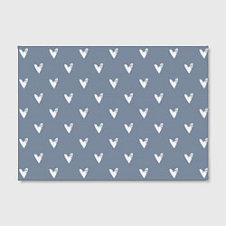 Холст прямоугольный Белые сердечки на серо-голубом, цвет: 3D-принт — фото 2