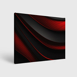 Картина прямоугольная Красная абстракция с черными линиями