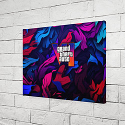 Холст прямоугольный Gta лого камуфляж яркие листья, цвет: 3D-принт — фото 2