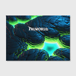 Холст прямоугольный Palworld логотип на ярких синих и зеленых неоновых, цвет: 3D-принт — фото 2